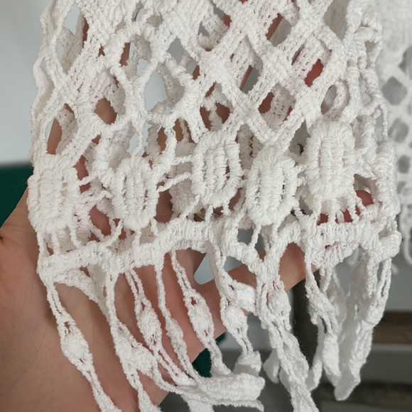 Crochet White Crop Top, Cover Up / Size S - Picture 6 of 12